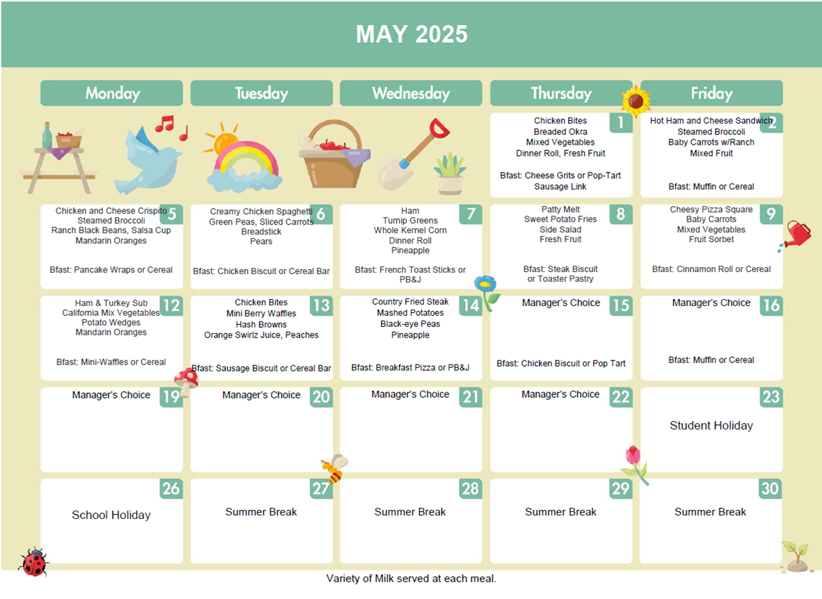 May 2025 Menu